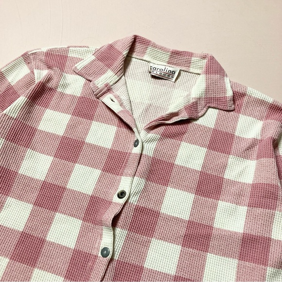 Vintage Carolina Colours gingham pattern waffle textured button up shirt - Picture 3 of 4